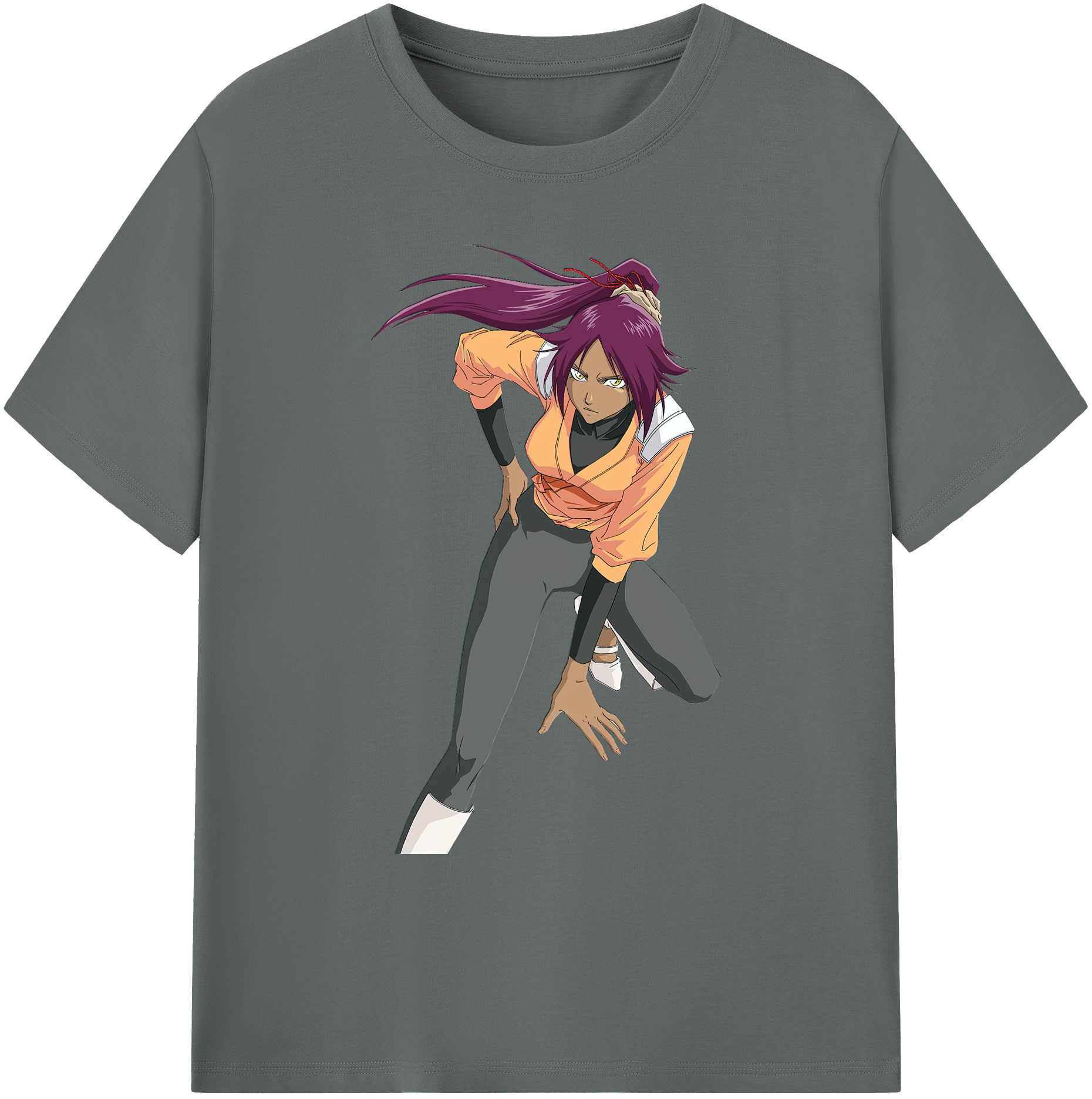（画像用） ブリーチ 四楓院 夜一（しほういん よるいち） BLEACH Shihouin Yoruichi 綿100％ メンズ半袖Tシャツ｜肌触りやわらか＆通気性